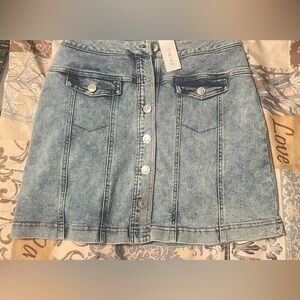 Timing Denim Button-Up Mini Skirt